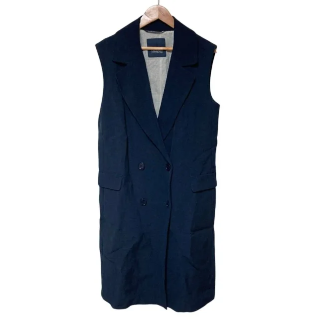 'S Max Mara Linen Blend Long Gilet in Blue Linen from LuxUness