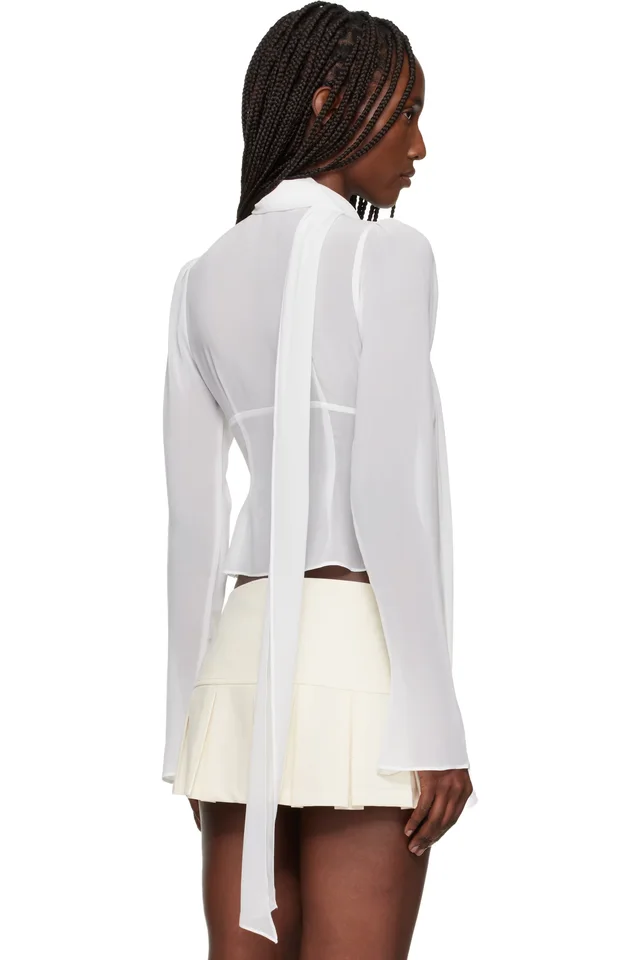 GUIZIO White Ara Long Sleeve Blouse, photo 3 of 4 from SSENSE