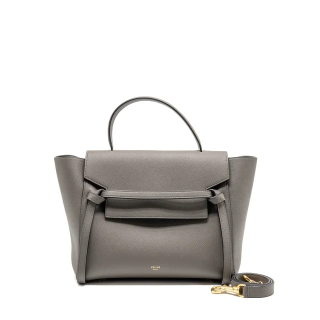 Celine Mini Belt Bag Grained Calfskin Grey GHW in Grey Caviar leather from EMIER