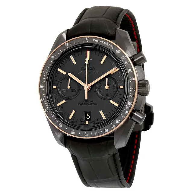 Omega Speedmaster Chronograph Tachymeter Black Dial Mens Watch 311.63.44.51.06.001 in black|gold|pink Crocodile from Jomashop.com