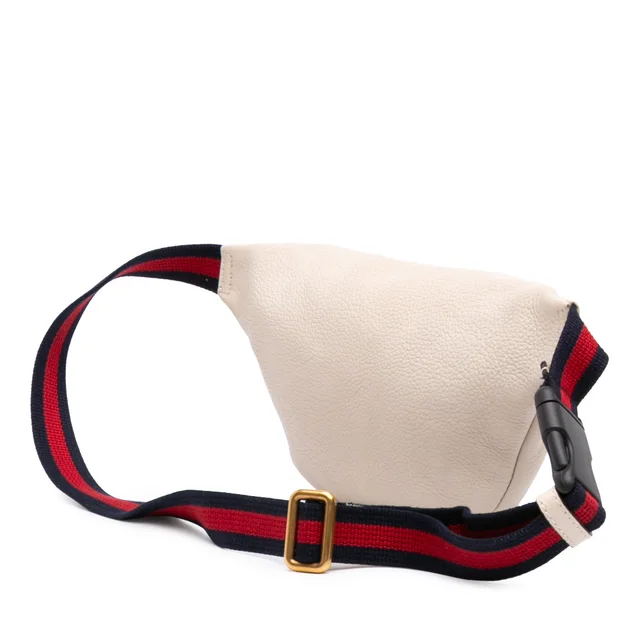 White Gucci Small Grained Calfskin Logo Belt Bag in White Caviar leather from Designer Revival, photo 2 of 2