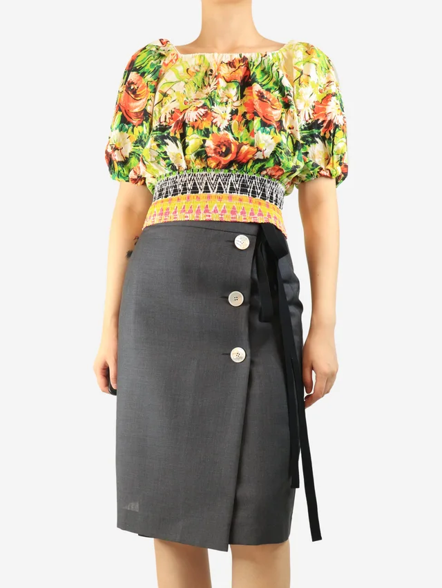 Prada Multicolour floral printed top - size UK 10 in Multicolor from Sign of the Times