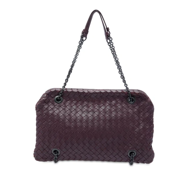Purple Bottega Veneta Nappa Intrecciato Duo Shoulder Bag in Purple Nappa leather from Designer Revival