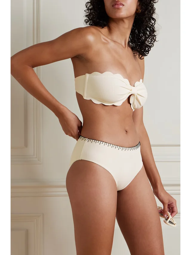 MARYSIA Barragan embroidered seersucker bikini briefs in White, photo 2 of 2 from NET-A-PORTER (Canada)
