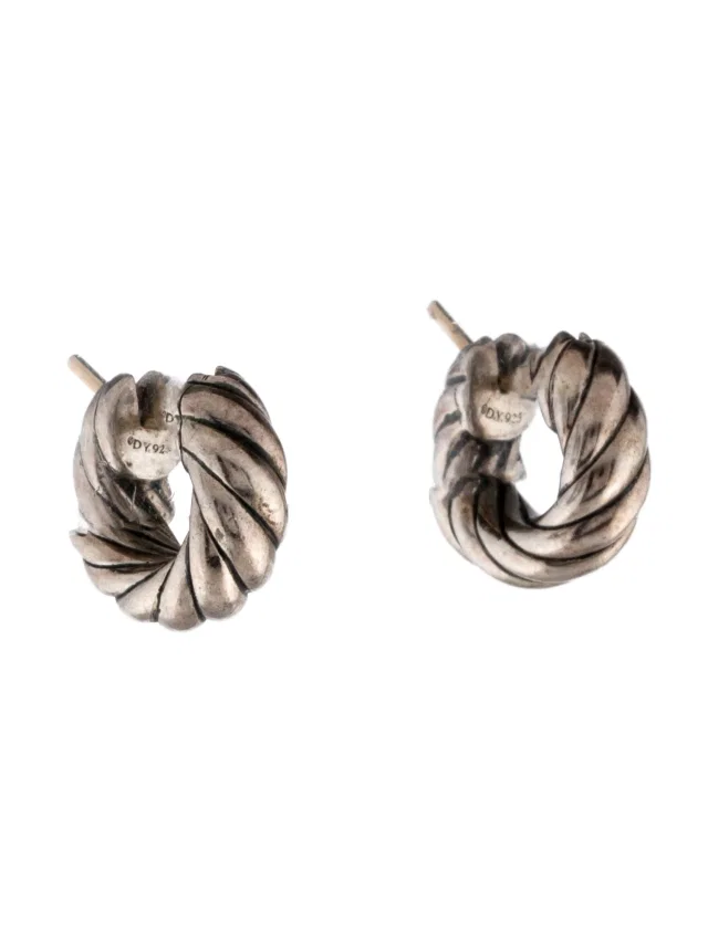 David Yurman Sculpted Cable Hoop Earrings in multicolor from The RealReal