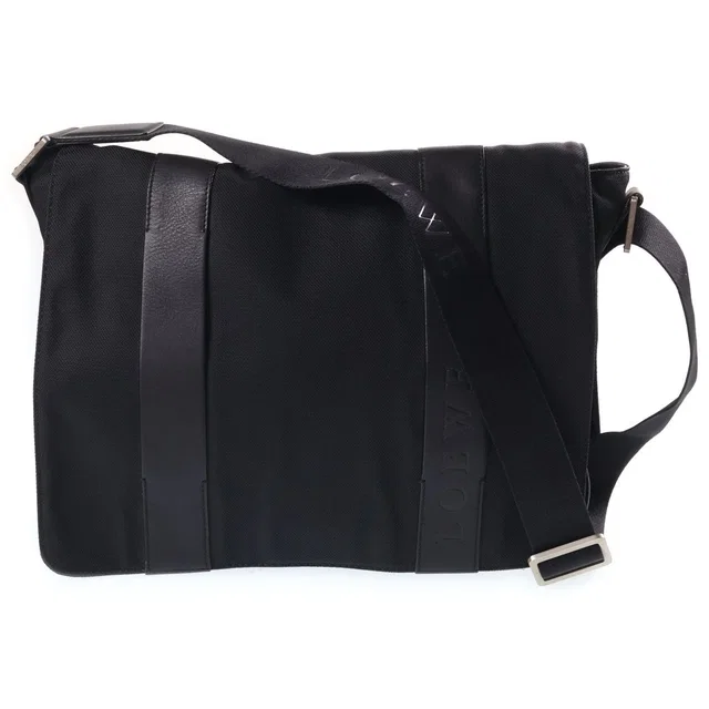 Loewe Leather Canvas Contrast Shoulder Bag Black in Black Canvas from The Reluxe