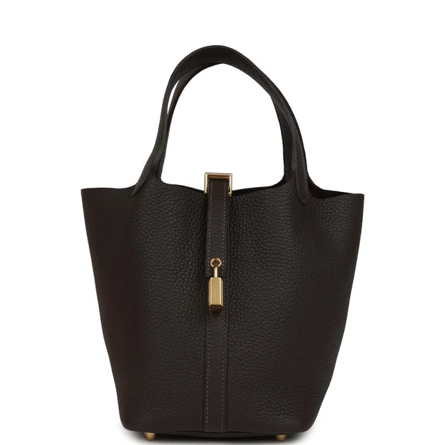 Hermès Picotin Lock 18 Bai Brun Clemence Gold Hardware in Clemence leather from Madison Avenue Couture
