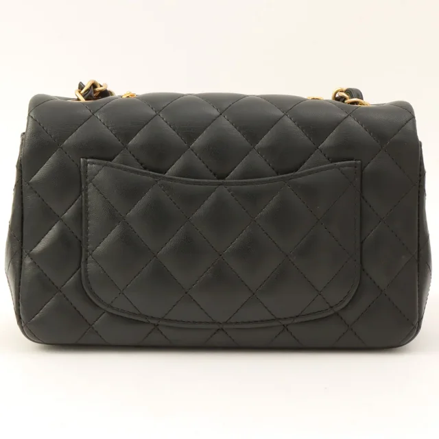 Chanel Around 2018 Made Studded Icon Lucky Charm Classic Flap Chain Bag Black in Black Lambskin from VINTAGE QOO TOKYO, photo 2 of 13
