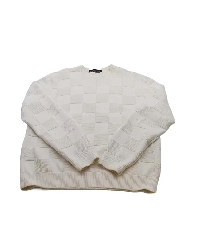 Louis Vuitton Sweater Cream Damier Size L in White Silk from Luxury Promise