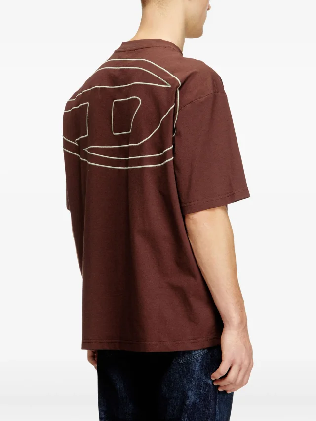 Diesel T-shirt with maxi Oval D embroidery in Brown, photo 4 of 4 from FARFETCH