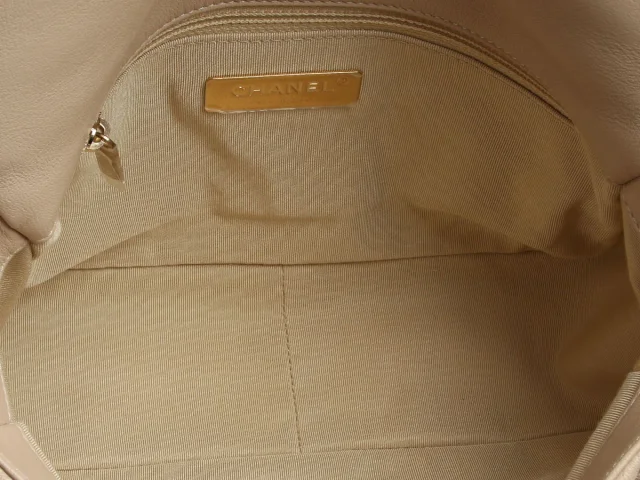 Chanel Small Beige Quilted Calfskin 19 Flap in Beige Calfskin from Ann's Fabulous Finds, photo 9 of 10