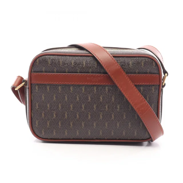Saint Laurent Shoulder Bag Monogram Dark Brown Canvas Leather in Brown Canvas from The Reluxe