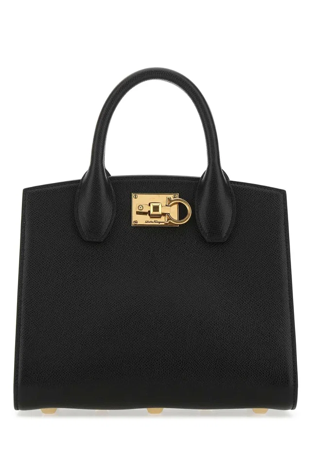 Ferragamo Top Handle Bag — Black in Black Leather from HEWI