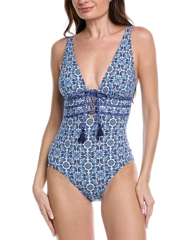 Tommy Bahama Terrazzo Tile Tie-Front One-Piece, image 1 of 1 from Rue La La