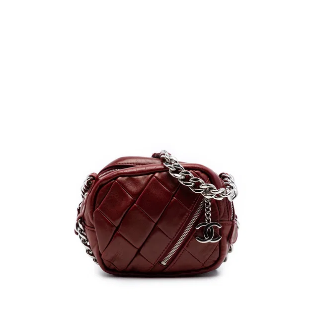 Red Chanel CC Quilted Lambskin Camera Bag in Red Lambskin from Designer Revival