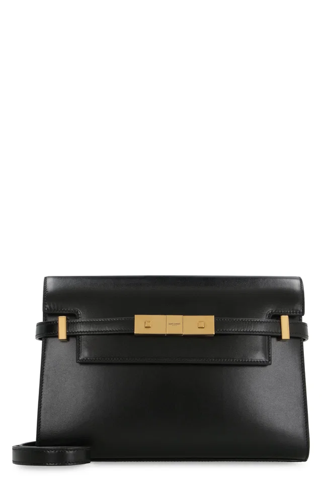 Saint Laurent Manhattan Crossbody Bag — Black Calf in Black Calfskin from HEWI