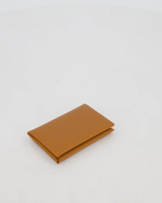 Hermès Calvi Verso Card Holder in Gold Epsom leather from Sellier, photo 5 of 9