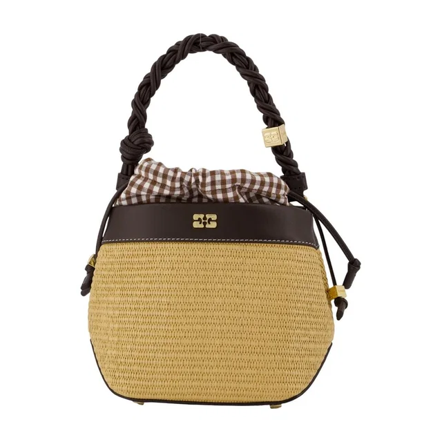 GANNI Shoulder Bag — Brown Synthetic in Brown Raffia from HEWI