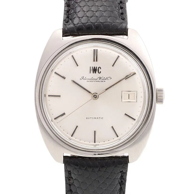 IWC Round Logo Face Watch Automatic Silver in Silver Leather from VINTAGE QOO TOKYO