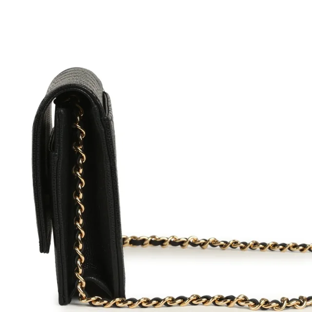 Chanel "Neo Filigree" Wallet on Chain WOC Black Grained Calfskin Gold Hardware in Black Caviar leather from Madison Avenue Couture, photo 4 of 9