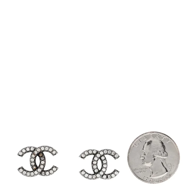 Chanel Ruthenium Crystal CC Earrings from FASHIONPHILE, photo 2 of 5