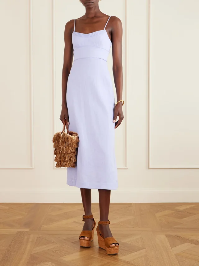 ZIMMERMANN Luna linen midi dress in Blue, photo 2 of 2 from NET-A-PORTER (Canada)