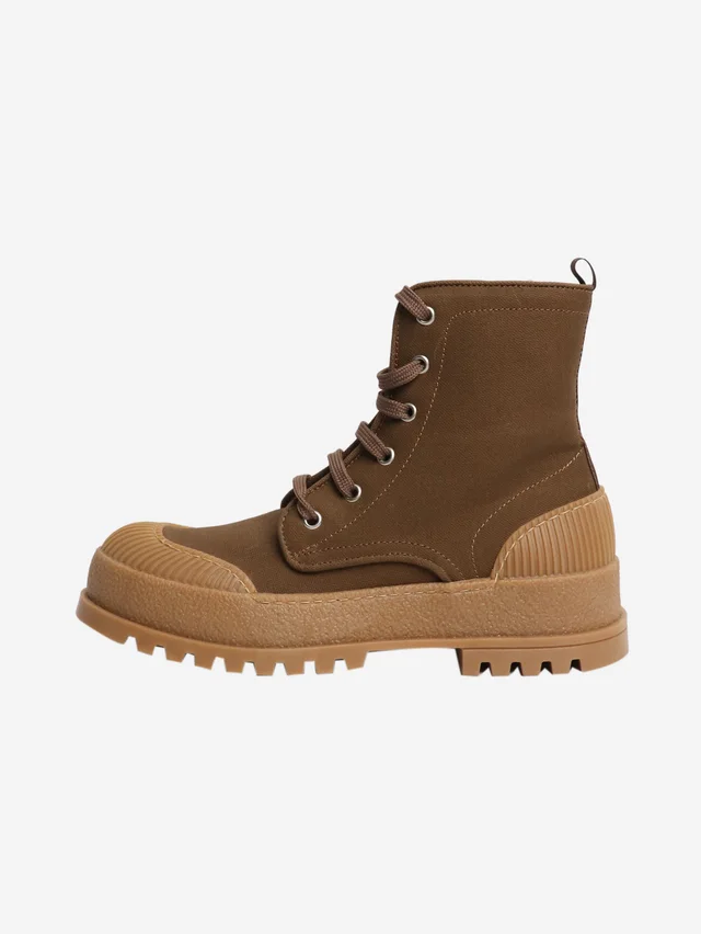 Max Mara Brown canvas ankle boots - size EU 38 in Brown Canvas from Sign of the Times