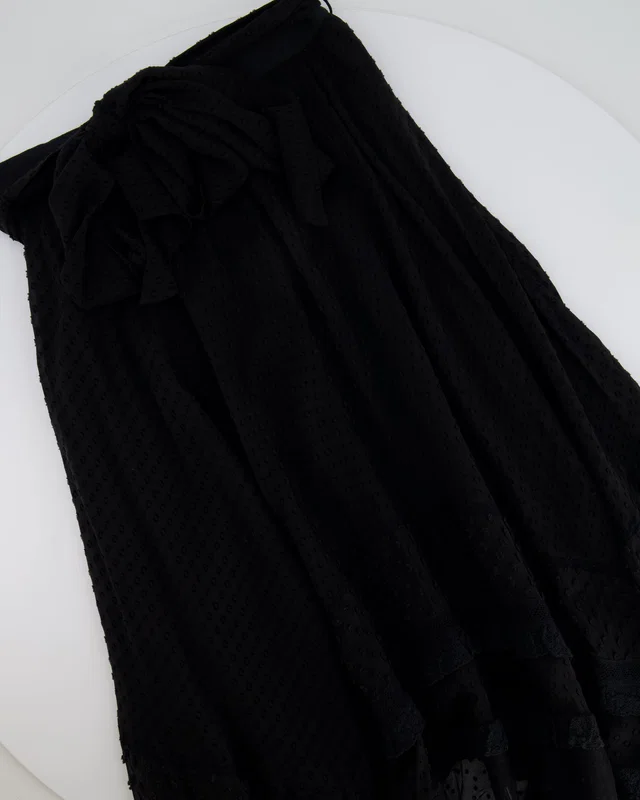 Zimmermann Black Silk and Tulle Polka Dot Layered Midi Skirt Size 1 (UK 10) in Black Silk from Sellier