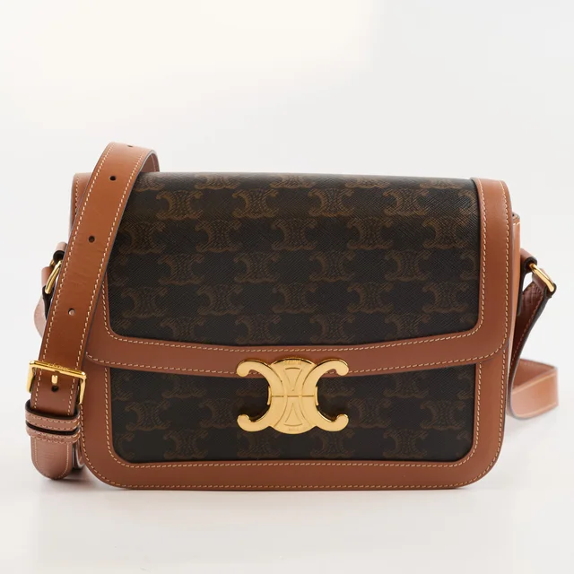 Celine Classique Triomphe Medium Tan in Brown Canvas from The Purse Affair