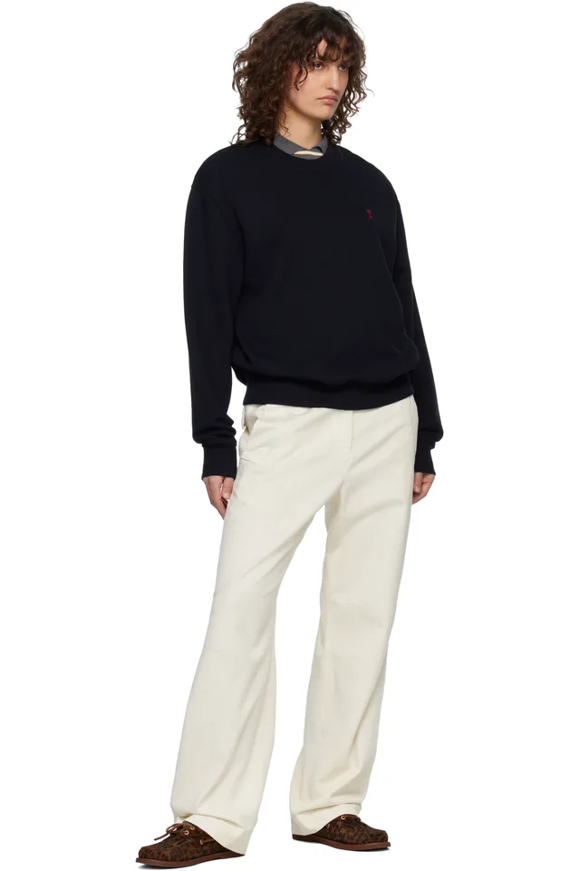 AMI Paris Black Cotton Ami de Coeur Sweatshirt, photo 4 of 4 from SSENSE