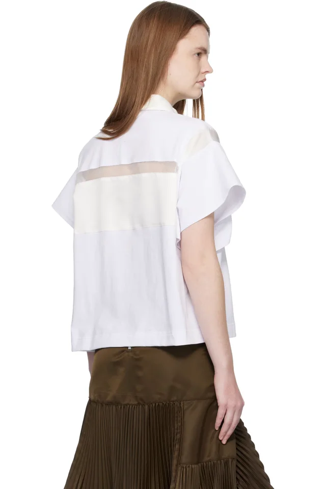 sacai White Cotton Jersey Polo, photo 3 of 4 from SSENSE