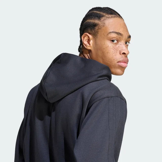 Adidas Essentials 3-Stripes Fleece Hoodie in Black, photo 6 of 6 from adidas (US)