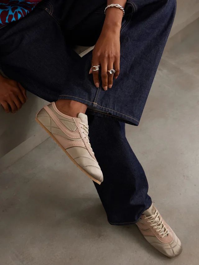 DRIES VAN NOTEN Leather-trimmed paneled satin sneakers in Orange, photo 2 of 2 from NET-A-PORTER (Canada)