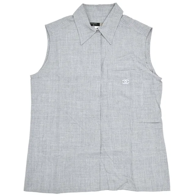 Chanel 1999 Sleeveless Top Gray #38 in Grey from AMORE Vintage Tokyo