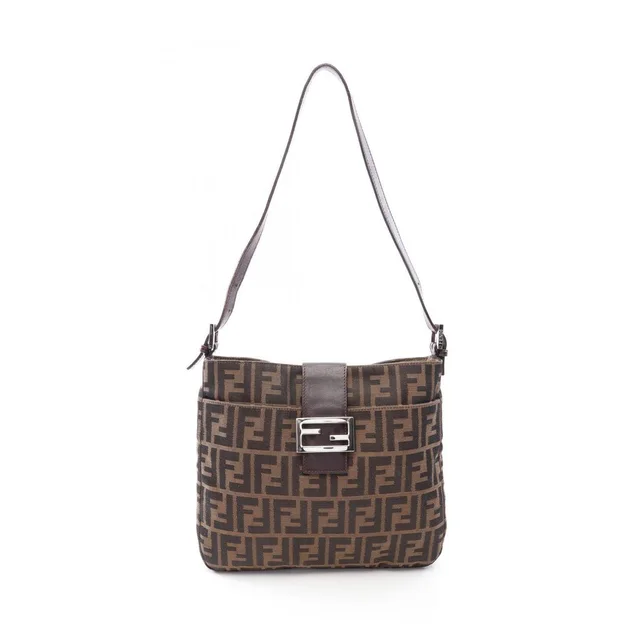 Fendi Zucca Shoulder Bag Canvas Leather Brown in red|brown Canvas from Poshmark