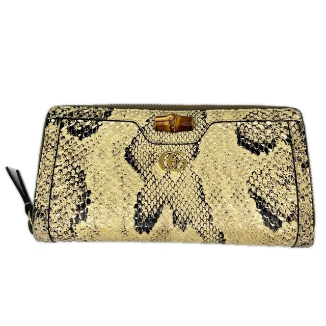 Gucci Bamboo Diana Continental Wallet Ivory in White Python from The Reluxe