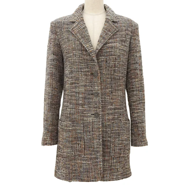 Chanel 1997 Tweed CC Mark Button Jacket #34 Gray/Multi in Grey Tweed from VINTAGE QOO TOKYO