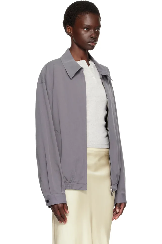 TONYWACK Gray Washed Cotton Lyocell Blouson Jacket, photo 2 of 4 from SSENSE