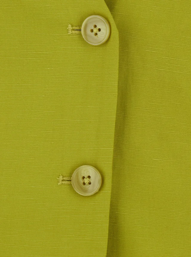 Twinset Yellow Vest with V-Neck and Drawstring Closure on Neck and Back in Blend Linen for women in Yellow 75% Lyocell 25% Linen, photo 6 of 6 from Gaudenzi Boutique