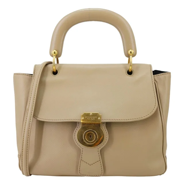 Burberry DK88 Medium Leather Top Handle Crossbody Bag Beige in Beige Leather from Dallas Designer Handbags