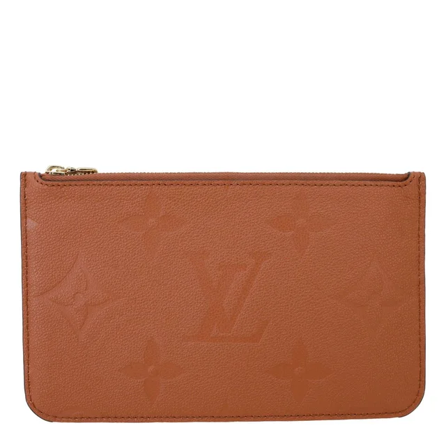 Louis Vuitton Neverfull Pochette Giant Monogram Empreinte Leather Wristlet Brown in Brown Leather from Dallas Designer Handbags