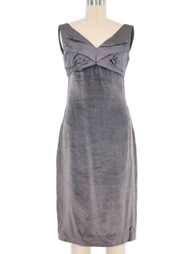 1990s Versace Velvet Sculptural Bodice Sheath Dress in Velvet from Arcade Vintage