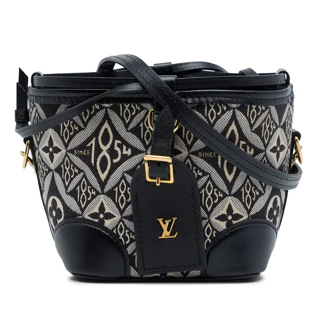 Gray Louis Vuitton Monogram Jacquard Since 1854 Nano Noe Bucket Bag in Grey Canvas from Designer Revival