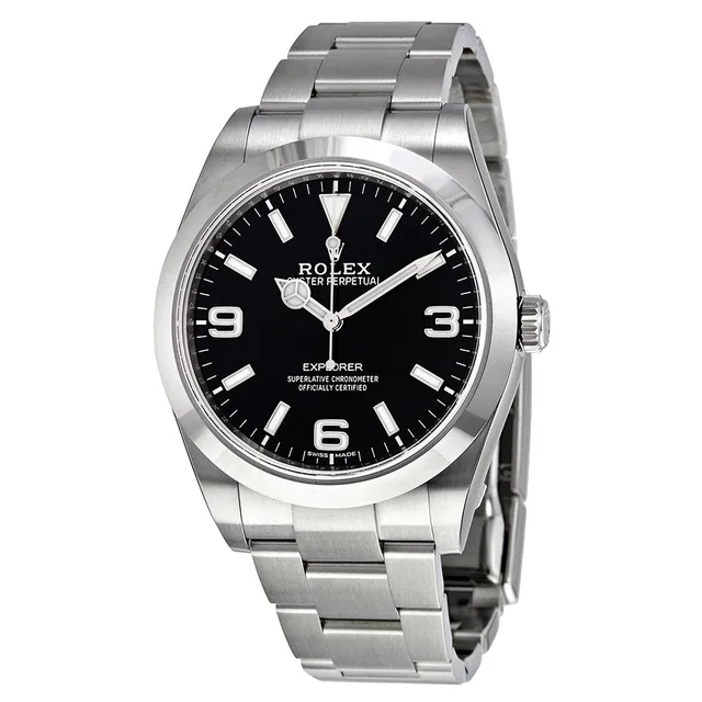 Rolex Explorer Black Dial Mens Watch m214270-0003 in black|gray|silver from Jomashop.com