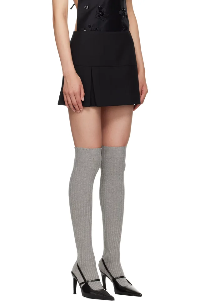 SHUSHU/TONG Black Low Waist A-Line Miniskirt, photo 2 of 4 from SSENSE