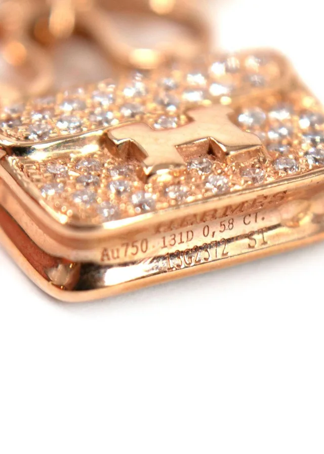 Hermès 18K Rose Gold Diamond Constance Amulettes Bracelet in Pink from HEWI, photo 9 of 10