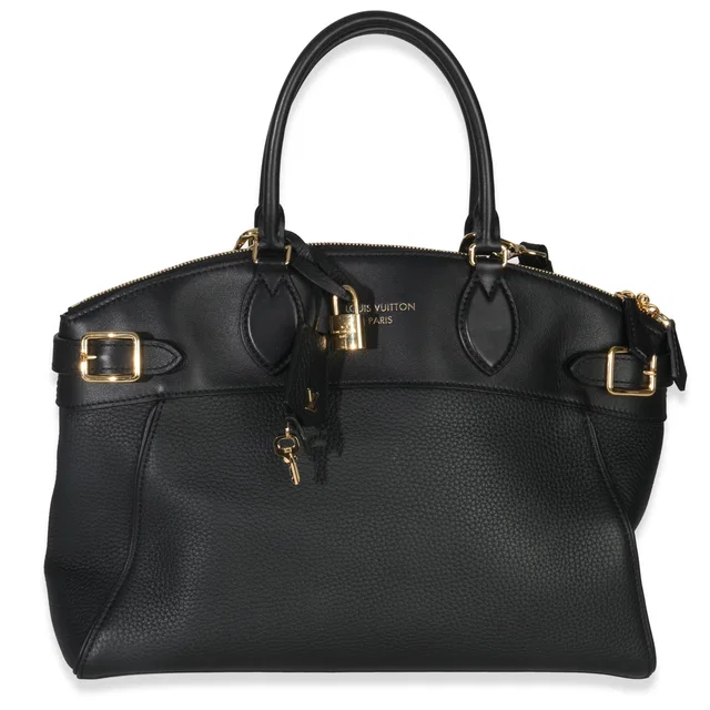 Louis Vuitton Black Grained Calfskin Monogram Vendome Mm Leather Handbag in Black Caviar leather from HEWI