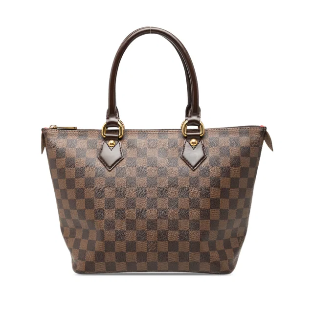 Brown Louis Vuitton Damier Ebene Saleya PM Handbag in Brown Canvas from Designer Revival