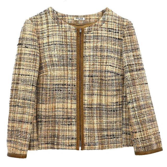 Miu Miu 2010 Zip Up Jacket Beige #36 in Beige Nylon from AMORE Vintage Tokyo