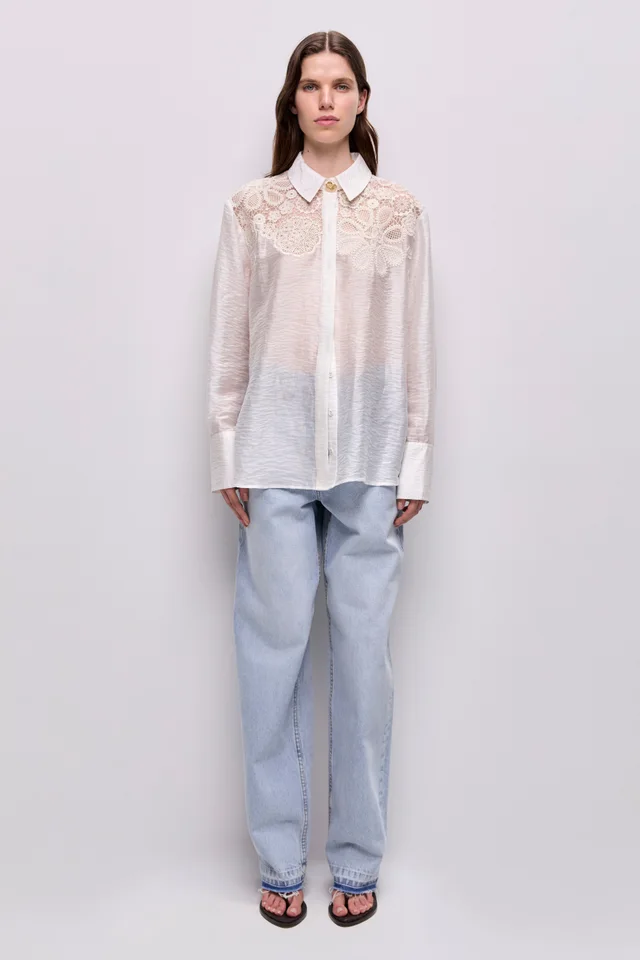 AJE Gia Embroidered Shirt in White from Aje, photo 1 of 1
